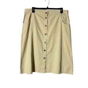 Vintage Jennifer Lauren Button Up Midi Skirt Size 2X Academia Tan Preppy Twee